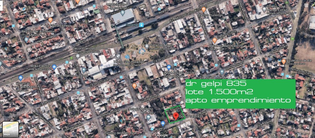 OPORTUNIDAD! LOTE DE 1500M2 EN EL CENTRO DE ITUZAINGO, APTO EMPRENDIMIENTO, ACEPTA MTS